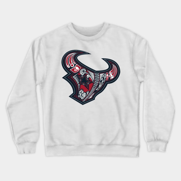 Dia De Los Texans Crewneck Sweatshirt by RubbertoeDesign